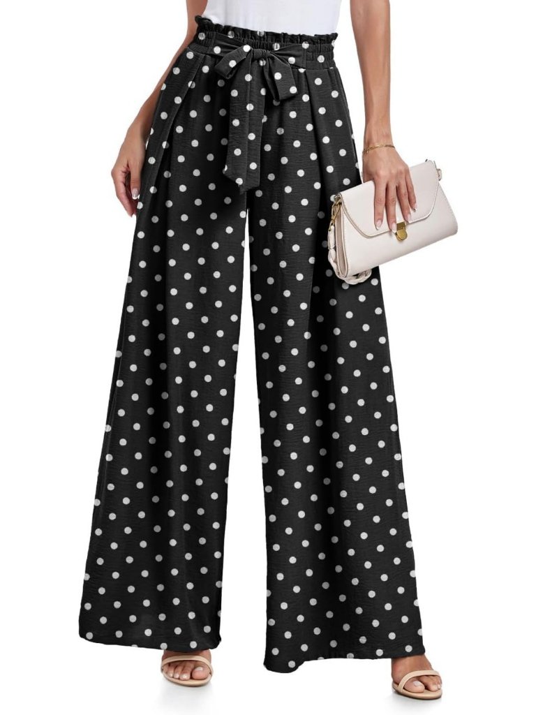 High Waisted Wide Leg Palazzo Pants For Women | Flowy Casual Trousers With